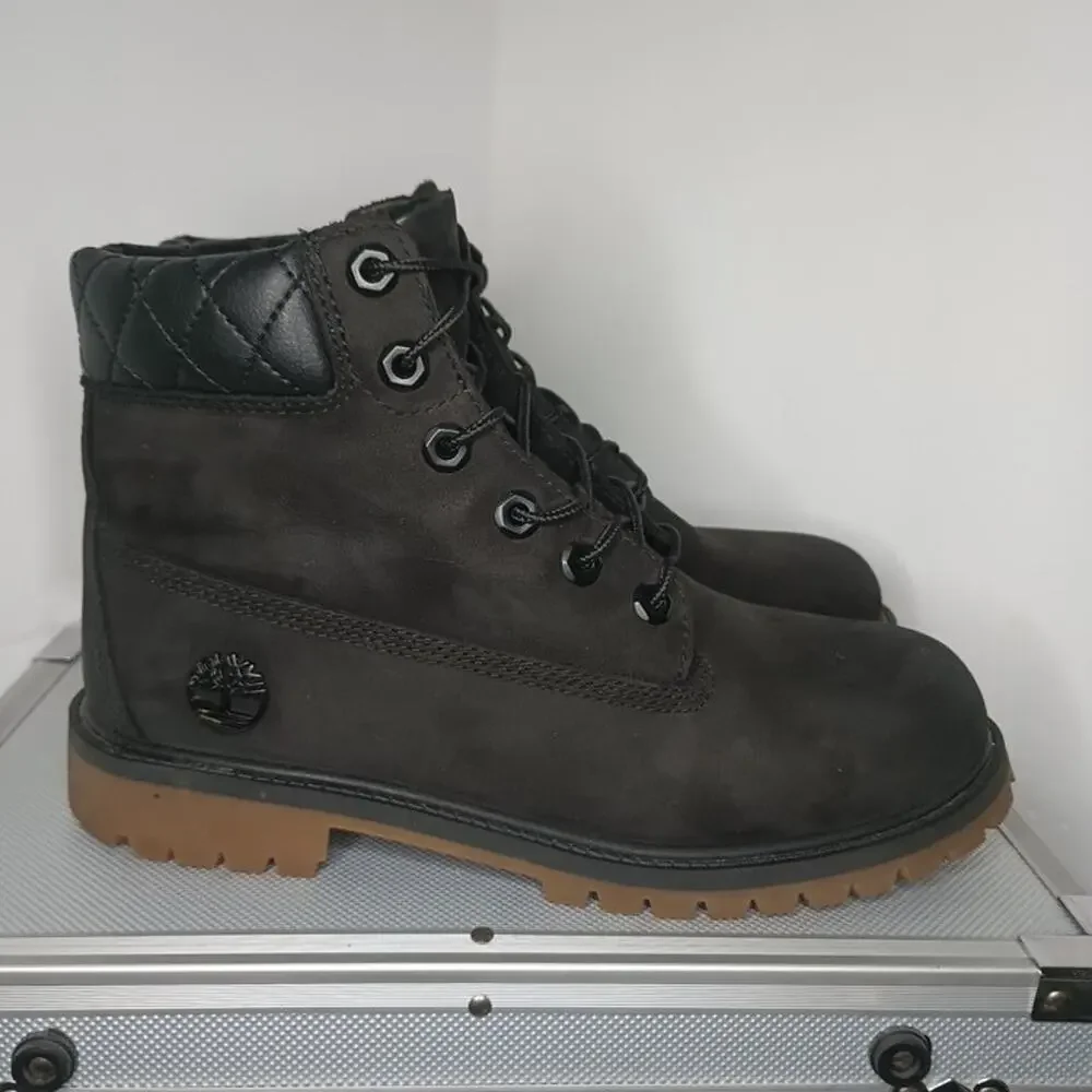 Timberland Mens Size 6 US 6.5 UK Black Suede Leather 6-Inch Boots Waterproof